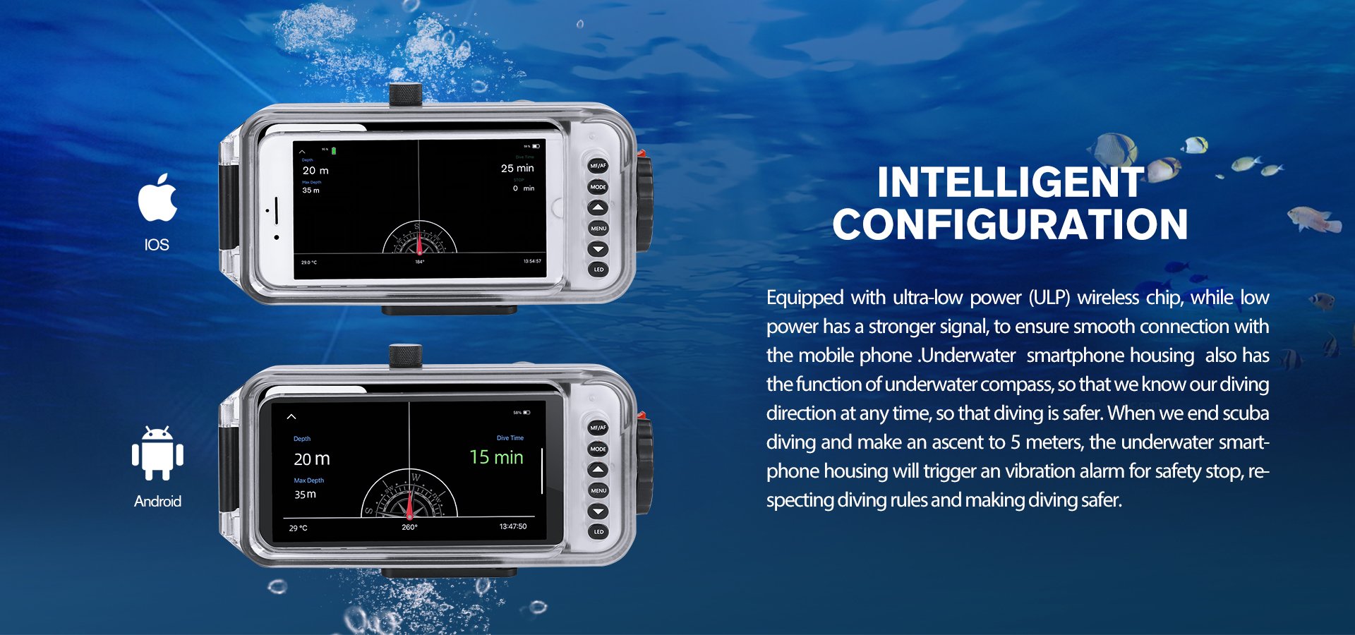 equipped with a depth sensor accurately monitors the depth and temperature data in real-time