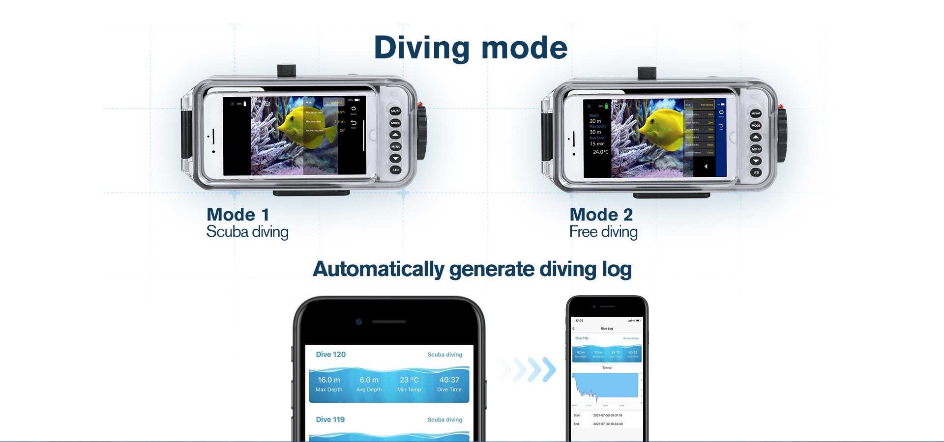 scuba diving and free diving modes